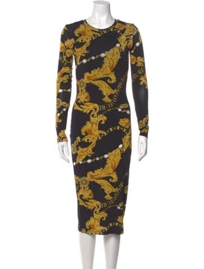 Pre-owned Versace Jeans Couture Floral Print Midi Length Dress In Multi