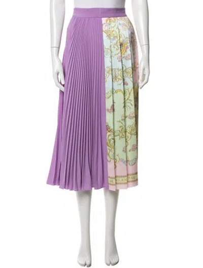 Pre-owned Versace Jeans Couture Floral Print Midi Length Skirt In Purple