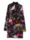 Versace Jeans Couture Floral-print Mini Dress In Black