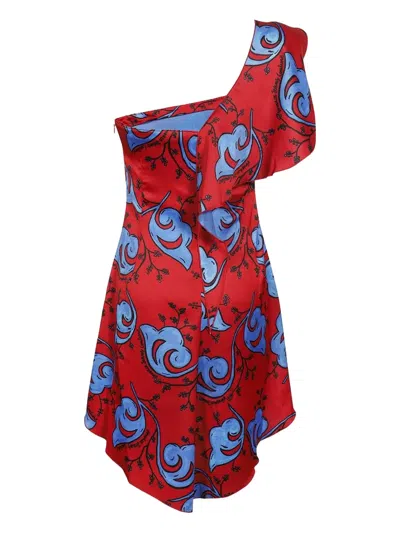 Versace Jeans Couture Floral-print Mini Dress In Red
