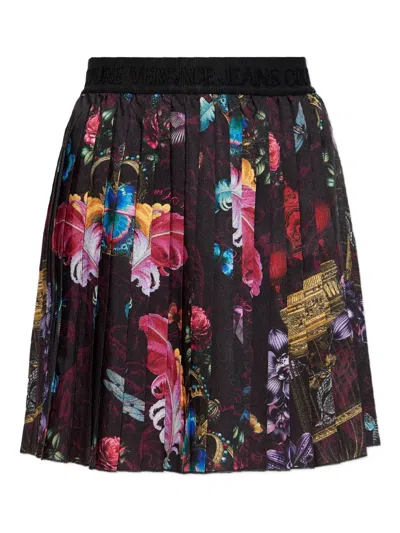 Versace Jeans Couture Floral-print Pleated Skirt In Multi