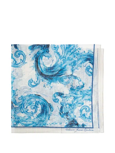 Versace Jeans Couture Floral Print Scarf In Blue