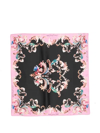 Versace Jeans Couture Floral-print Scarf In Pink