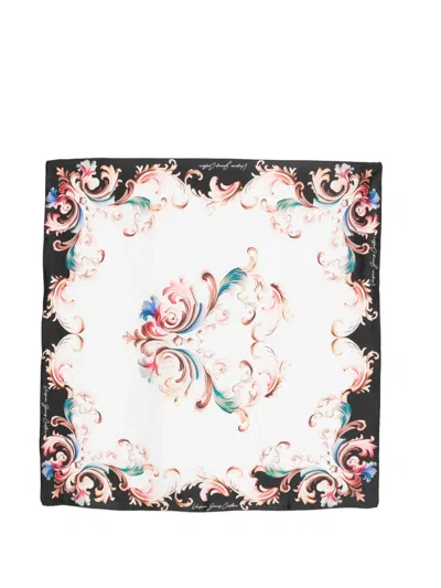 Versace Jeans Couture Floral-print Scarf In White