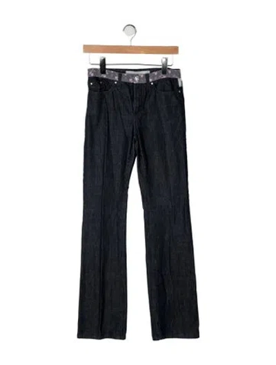 Pre-owned Versace Jeans Couture Floral Print Straight Leg Pants In Black