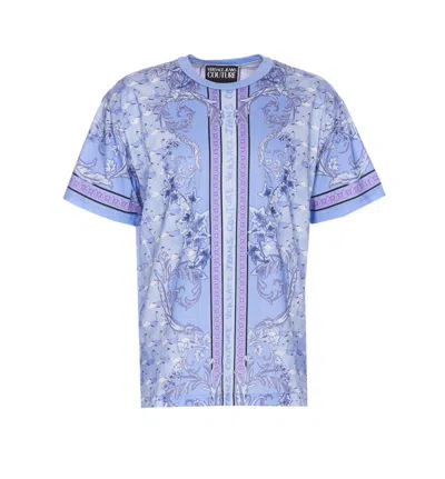 Versace Jeans Couture Floral Print T-shirt In Blau