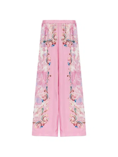 Versace Jeans Couture Floral Print Trousers In Pink