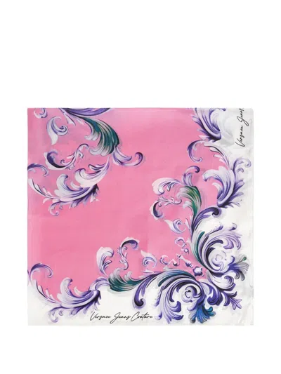 Versace Jeans Couture Floral Scarf In Pink