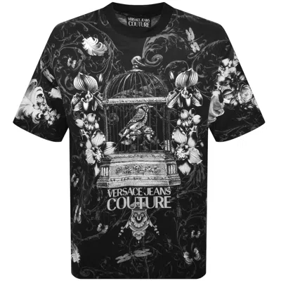 Versace Jeans Couture Floral T Shirt Black