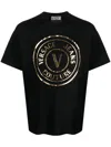 Versace Jeans Couture Foiled Logo-print Cotton T-shirt In Black