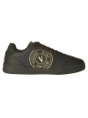 Versace Jeans Couture Brooklyn Leather Low-top Sneakers In Black/gold