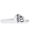 Versace Jeans Couture Logo-debossed Two-tone Slides In White