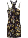 Versace Jeans Couture Mini Dress With "outline Baroque" Print In Neutrals