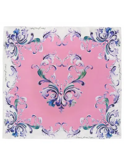 Versace Jeans Couture Foulard In Seta In Metallic