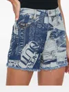 Versace Jeans Couture Frayed Print Shorts In Blue