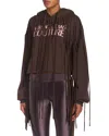 Versace Jeans Couture Fringe Trim Logo Print Sweatshirt In Cocoa