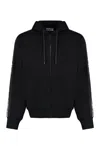 Versace Jeans Couture Full-zip Hoodie With Adjustable Drawstrings And Subtle Branding In Black
