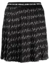 Versace Jeans Couture Fully-pleated Logo-print Miniskirt In Black