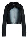 Versace Jeans Couture Fur-trim Denim Jacket In Black