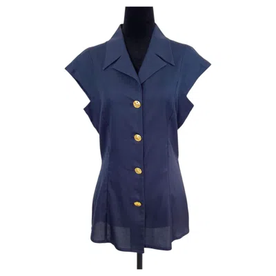 Pre-owned Versace Jeans Couture Gianni Versace Couture Vintage Navy Blue Shirt From The 1990s