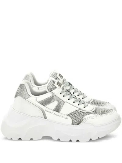 Versace Jeans Couture Glitter-panelled Chunky Trainers In White