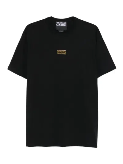 Versace Jeans Couture Gold-plaque Short-sleeve T-shirt In Black
