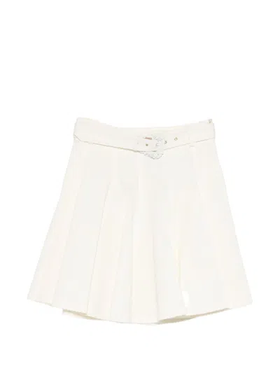 Versace Jeans Couture Gonna Mini In Cotone Bianco Con Cintura