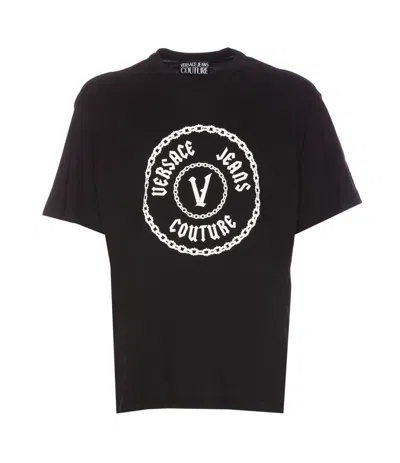 Versace Jeans Couture Gothic V-emblem T-shirt In Negro