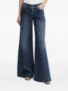 Versace Jeans Couture Graffiti-print Wide-leg Jeans In Blue