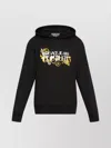 Versace Jeans Couture Graphic Print Cotton Sweatshirt With Drawstring Hood In Black