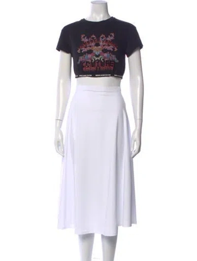 Pre-owned Versace Jeans Couture Graphic Print Crew Neck Crop Top In Multi