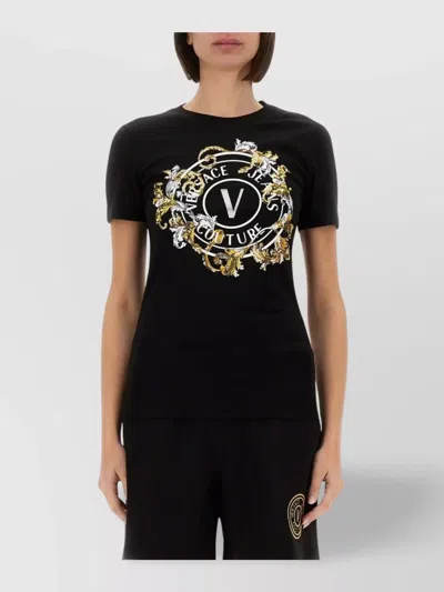 VERSACE JEANS COUTURE GRAPHIC PRINT CREW NECK FITTED T-SHIRT
