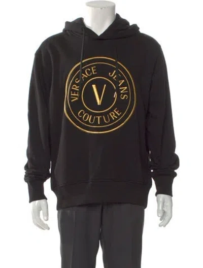 Pre-owned Versace Jeans Couture Graphic Print Crew Neck Hoodie In Black