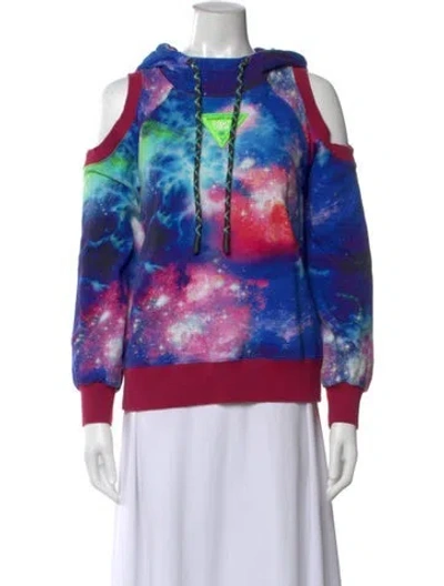 Pre-owned Versace Jeans Couture Graphic Print Crew Neck Hoodie In Blue