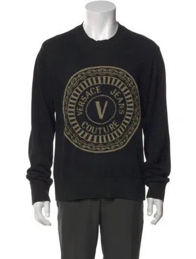 Pre-owned Versace Jeans Couture Graphic Print Crew Neck Pullover In Black