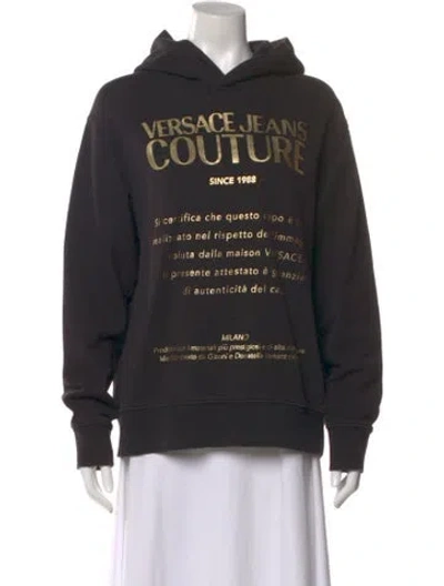 Pre-owned Versace Jeans Couture Graphic Print Crew Neck Sweater In Black