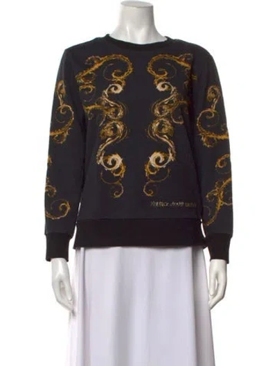 Pre-owned Versace Jeans Couture Graphic Print Crew Neck Sweater In Black