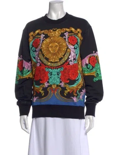 Pre-owned Versace Jeans Couture Graphic Print Crew Neck Sweatshirt In Black