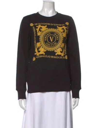 Pre-owned Versace Jeans Couture Graphic Print Crew Neck Sweatshirt In Black