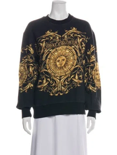 Pre-owned Versace Jeans Couture Graphic Print Crew Neck Sweatshirt In Black