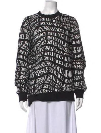 Pre-owned Versace Jeans Couture Graphic Print Crew Neck Sweatshirt In Black