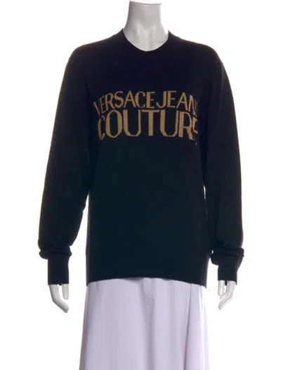 Pre-owned Versace Jeans Couture Graphic Print Crew Neck Sweatshirt W/ Tags In Black