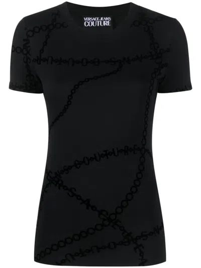Versace Jeans Couture Graphic-print Crew-neck T-shirt In Black