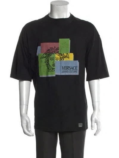Pre-owned Versace Jeans Couture Graphic Print Crew Neck T-shirt In Black