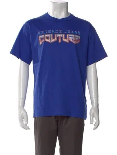 Pre-owned Versace Jeans Couture Graphic Print Crew Neck T-shirt In Blue