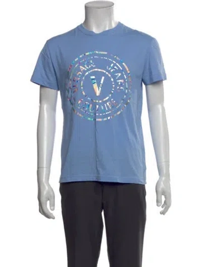Pre-owned Versace Jeans Couture Graphic Print Crew Neck T-shirt In Blue