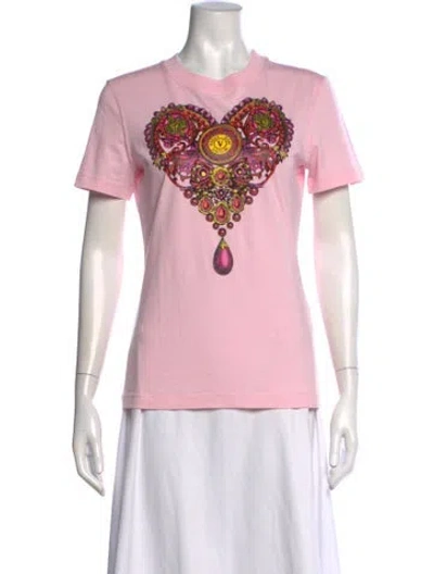 Pre-owned Versace Jeans Couture Graphic Print Crew Neck T-shirt In Pink