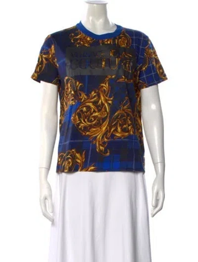 Pre-owned Versace Jeans Couture Graphic Print Crew Neck T-shirt W/ Tags In Blue