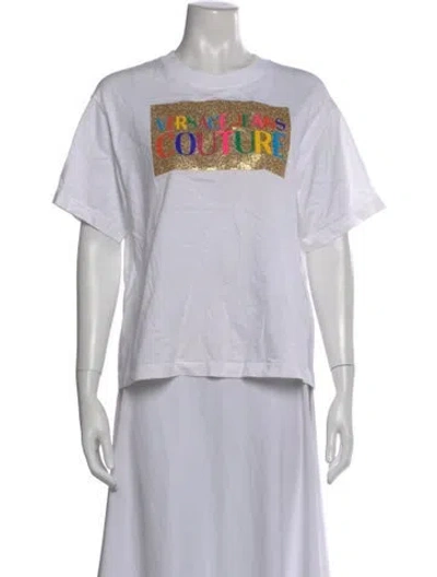 Pre-owned Versace Jeans Couture Graphic Print Crew Neck T-shirt In White