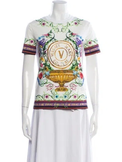 Pre-owned Versace Jeans Couture Graphic Print Crew Neck T-shirt In White
